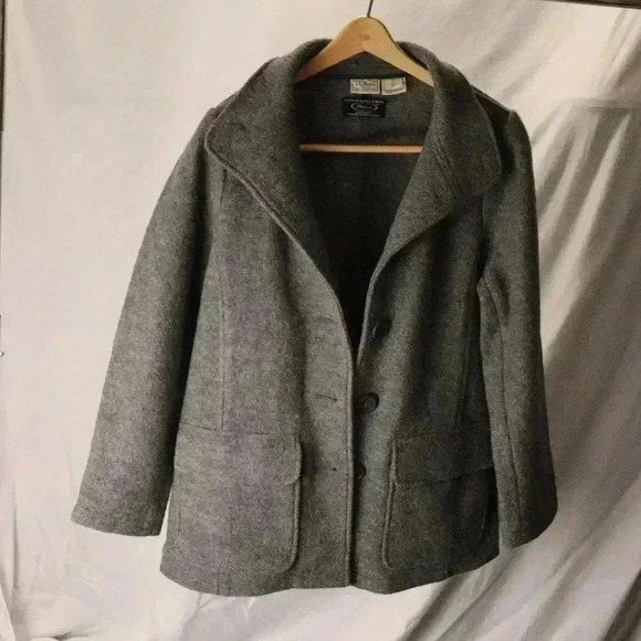 LL Bean Bellandi fabric made in Italy jacket women size L (PET)  100% wool - Picture 1 of 16